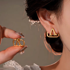 14K Gold-Plated Elegant Geometric Square Letter Earrings - elegant Square Letter Ear Jackets