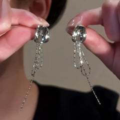 14K Gold-Plated Elegant Geometric Tassel Earrings - elegant Geometric Tassel Earrings