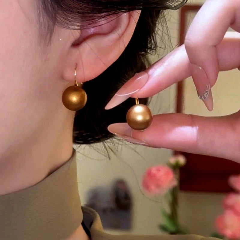 14K Gold-Plated Elegant Golden Bead Ear Hook Earrings - elegant Bead Ear Hooks