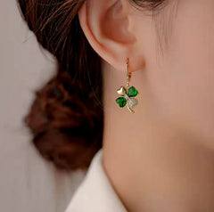14K Gold-Plated Elegant Green Flower Earrings - elegant Green Flower Earrings
