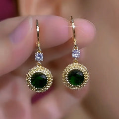 14K Gold-Plated Elegant Green Zircon Diamond Earrings - elegant Green Zircon Earrings