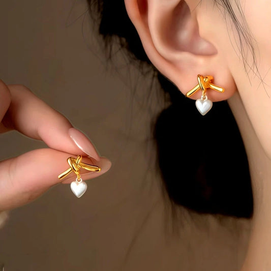 14K Gold-Plated Elegant Heart-Design Earrings - elegant Heart Design Earrings