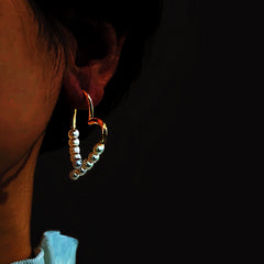 14K Gold-Plated Elegant Heart-Design Pearl Earrings - elegant Heart Pearl Earrings