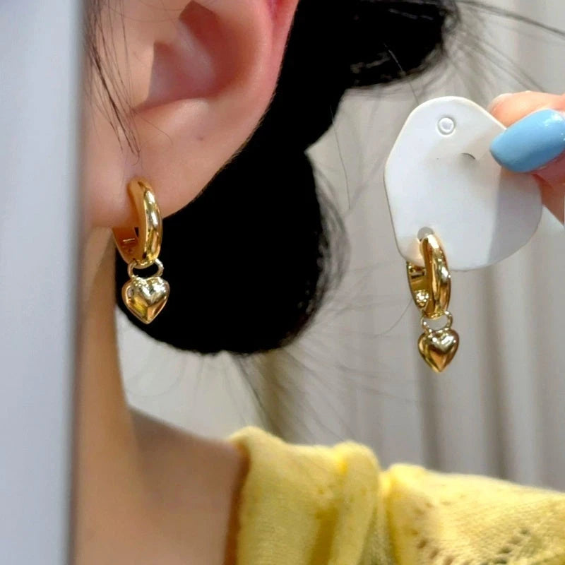 14K Gold-Plated Elegant Heart Earrings - elegant Gold Heart Earrings