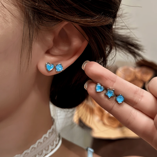 14K Gold-Plated Elegant Heart Star Stud Earrings - elegant Star Stud Earrings