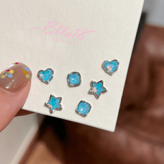 Angled view of the 14K Gold-Plated Elegant Heart Star Stud Earrings