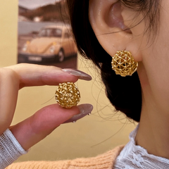 14K Gold-Plated Elegant Hollow Basket Earrings - elegant Hollow Basket Earrings