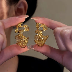 14K Gold-Plated Elegant Hollow Wave Hoop Earrings - elegant Wave Hoop Earrings