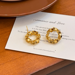 Close-up detail of the sparkling zircons and plating on the Hoop Stud Earrings