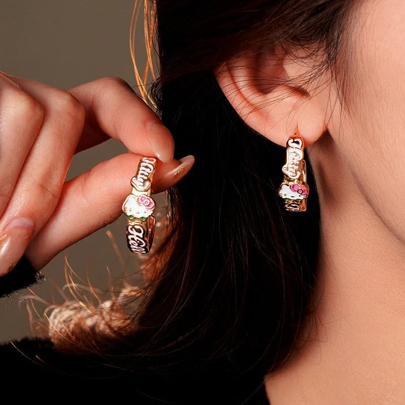 14K Gold-Plated Elegant Kitten C-Shaped Earrings - elegant Kitten C-Shaped Earrings