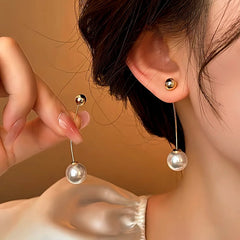 14K Gold-Plated Elegant Long Arc Pearl Earrings - elegant Long Arc Pearl Earrings