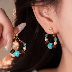 14K Gold-Plated Elegant Luxury Stone Pearl Earrings - elegant Stone Pearl Earrings