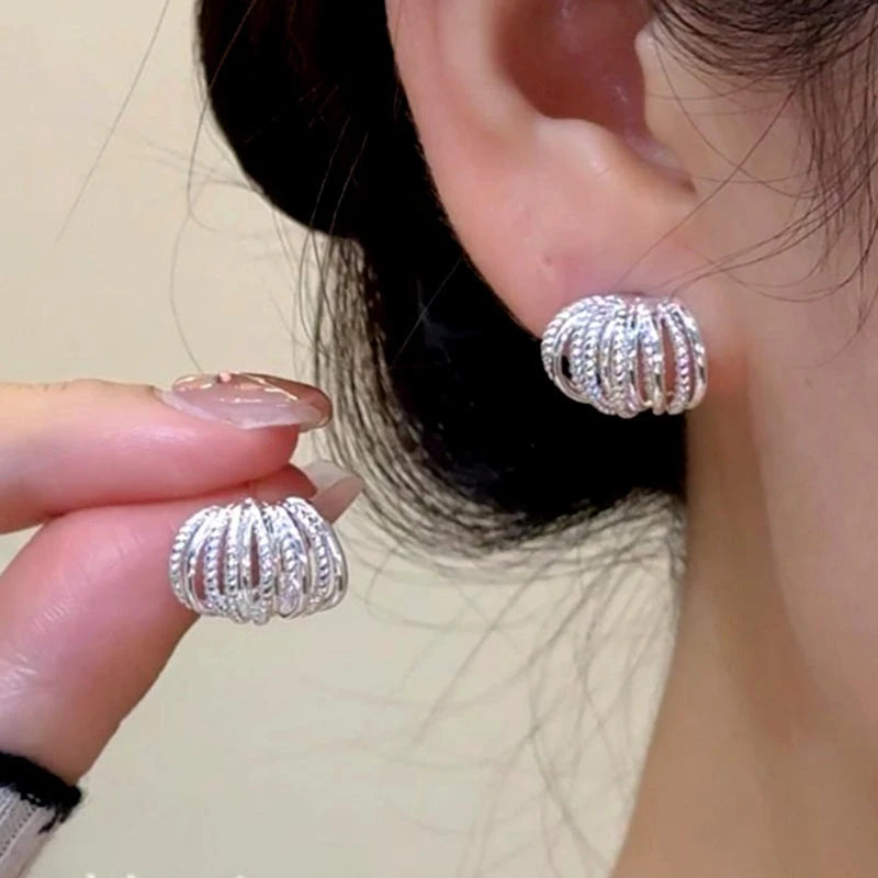 14K Gold-Plated Elegant Multi-Layer Stud Earrings - elegant Multi-Layer Stud Earrings