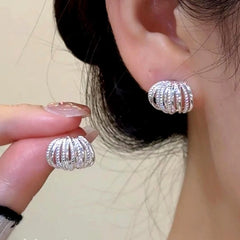 14K Gold-Plated Elegant Multi-Layer Stud Earrings - elegant Multi-Layer Stud Earrings