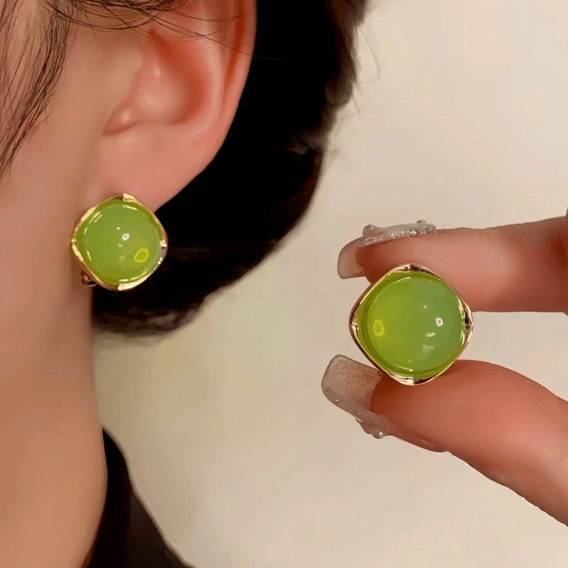 14K Gold-Plated Elegant Oil-Drop Round Geometric Stud Earrings - elegant Geometric Stud Earrings