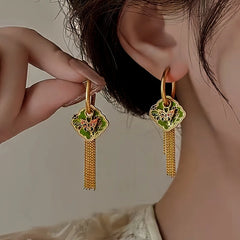 14K Gold-Plated Elegant Oil Drop Butterfly Tassel Earrings - elegant Butterfly Tassel Earrings