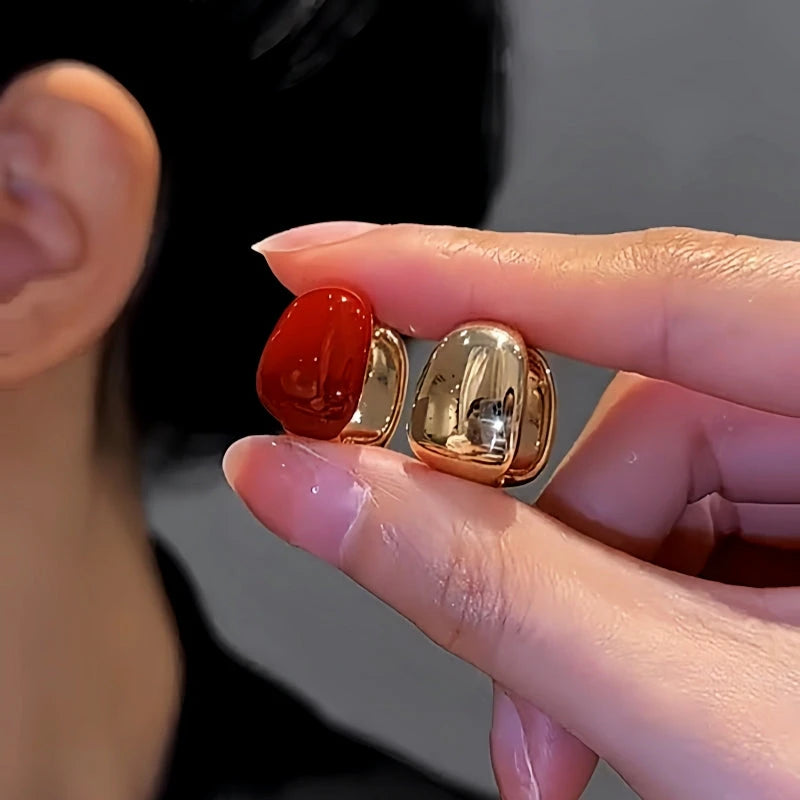 14K Gold-Plated Elegant Oil Drop Earrings - elegant Red Oil Drop Earrings