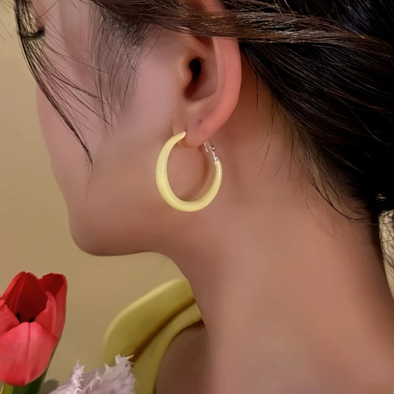 14K Gold-Plated Elegant Oil Drop Yellow Hoop Earrings - elegant Yellow Hoop Earrings