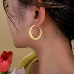 14K Gold-Plated Elegant Oil Drop Yellow Hoop Earrings - elegant Yellow Hoop Earrings