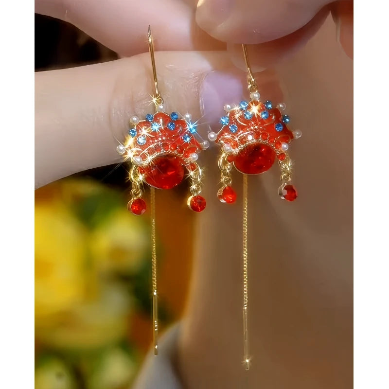 14K Gold-Plated Elegant Opera Mask Threader Earrings - elegant Opera Mask Threader Earrings