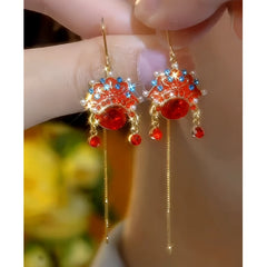 14K Gold-Plated Elegant Opera Mask Threader Earrings - elegant Opera Mask Threader Earrings