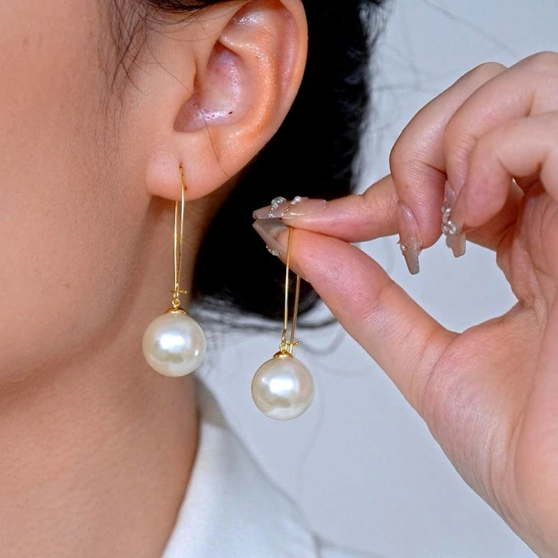 14K Gold-Plated Elegant Pearl Earrings - elegant Pearl Earrings