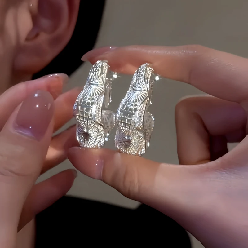 14K Gold-Plated Elegant Purple Hollow Hoop Earrings - elegant Purple Hollow Hoops