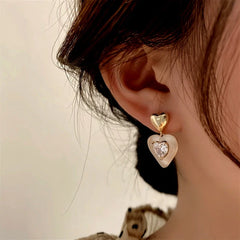 14K Gold-Plated Elegant Rhinestone Heart Earrings - elegant Rhinestone Heart Earrings