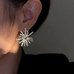 Close-up detail of the sparkling zircons and plating on the Snowflake Earrings