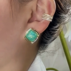 Close-up detail of the sparkling zircons and plating on the Square Rhinestone Studs