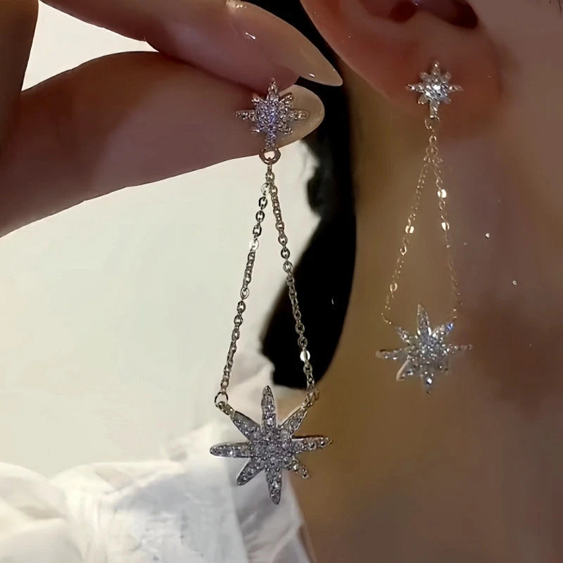 14K Gold-Plated Elegant Star Tassel Earrings - elegant Star Tassel Earrings