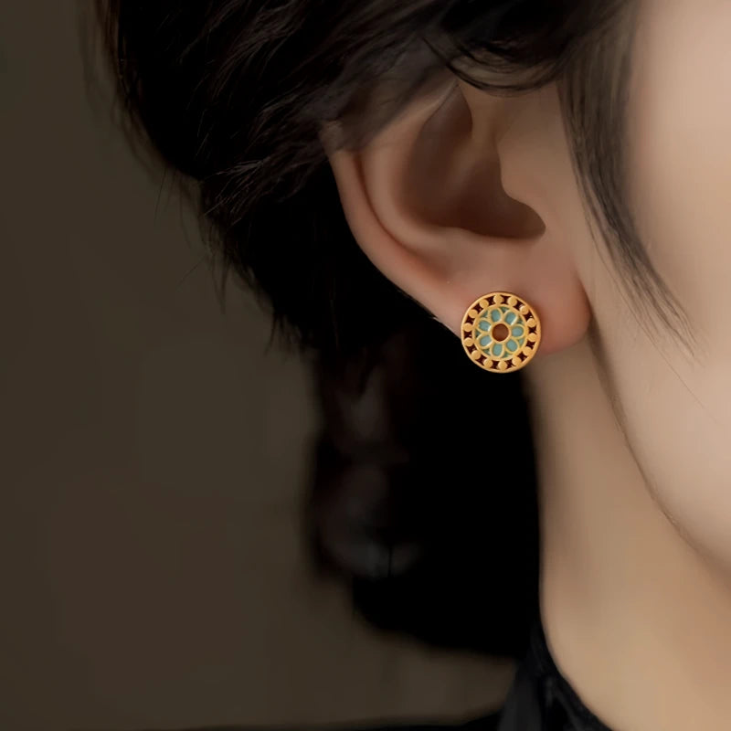 Angled view of the 14K Gold-Plated Elegant Studs