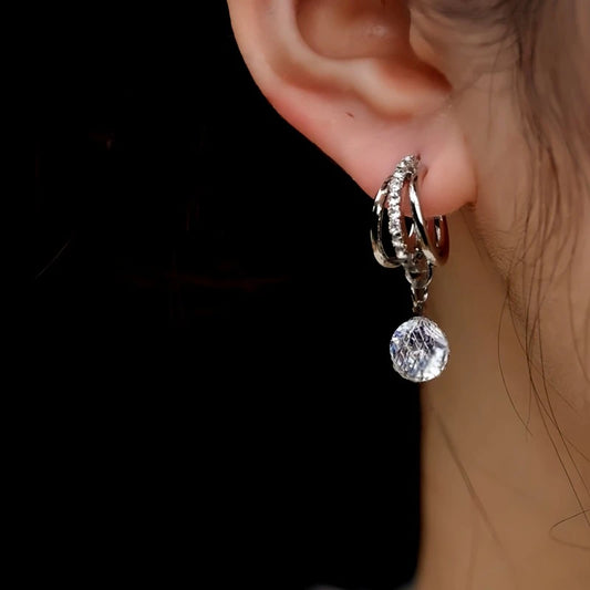 14K Gold-Plated Elegant Three-Dimensional Zircon Water Drop Earrings - elegant Zircon Water Drop Earrings