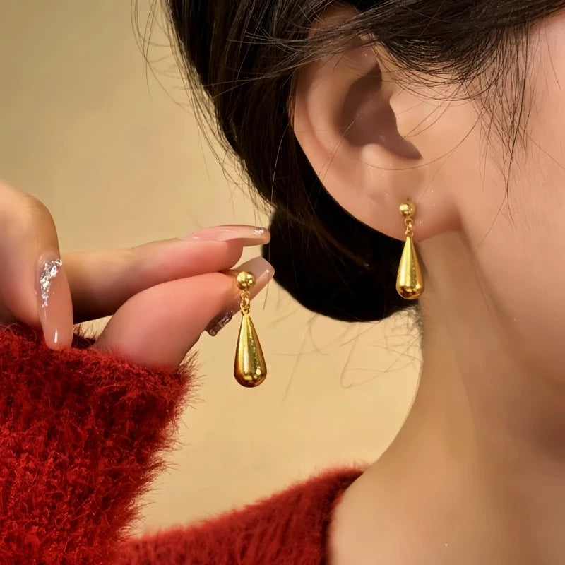 14K Gold-Plated Elegant Water Drop Earrings - elegant Gold Water Drop Earrings