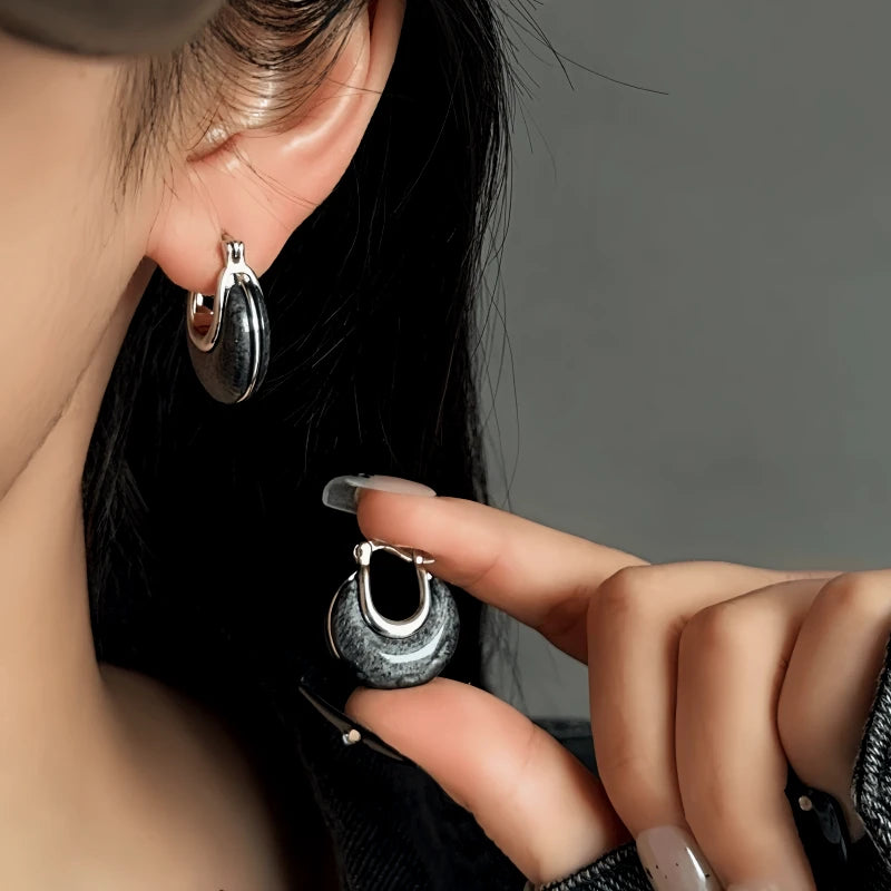 14K Gold-Plated Elegant Water Drop Earrings - elegant Black Water Drop Earrings