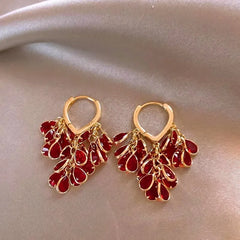 Close-up detail of the sparkling zircons and plating on the Pearl Tassel Earrings