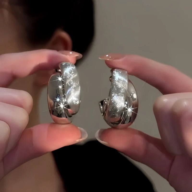 14K Gold-Plated Elegant Wide Cross Hoop Earrings - elegant Wide Hoop Earrings