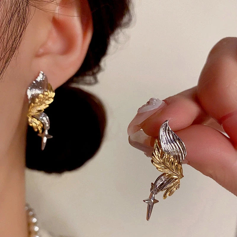 14K Gold-Plated Elegant Wing Earrings - elegant Angel Wing Earrings
