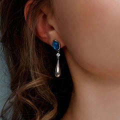 14K Gold-Plated Elegant Zircon Aquamarine Water Drop Earrings - elegant Aquamarine Drop Earrings