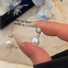 Angled view of the 14K Gold-Plated Elegant Zircon Bead Earrings