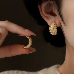14K Gold-Plated Elegant Zircon Bread Earrings - elegant Gold Twist Earrings