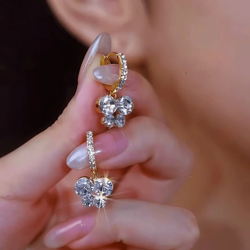 14K Gold-Plated Elegant Zircon Butterfly Earrings - elegant Zircon Butterfly Earrings
