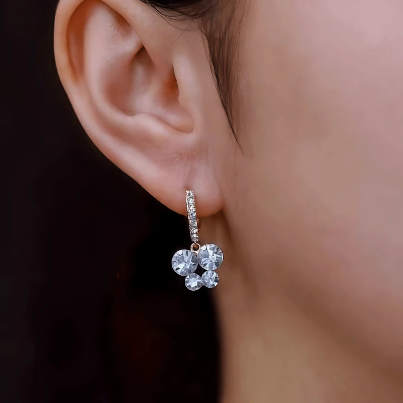 Close-up detail of the sparkling zircons and plating on the Zircon Butterfly Earrings