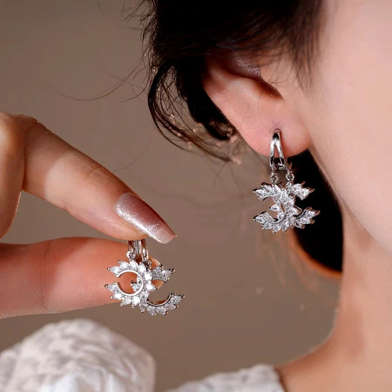 14K Gold-Plated Elegant Zircon C-Shaped Earrings - elegant C-Shaped Earrings