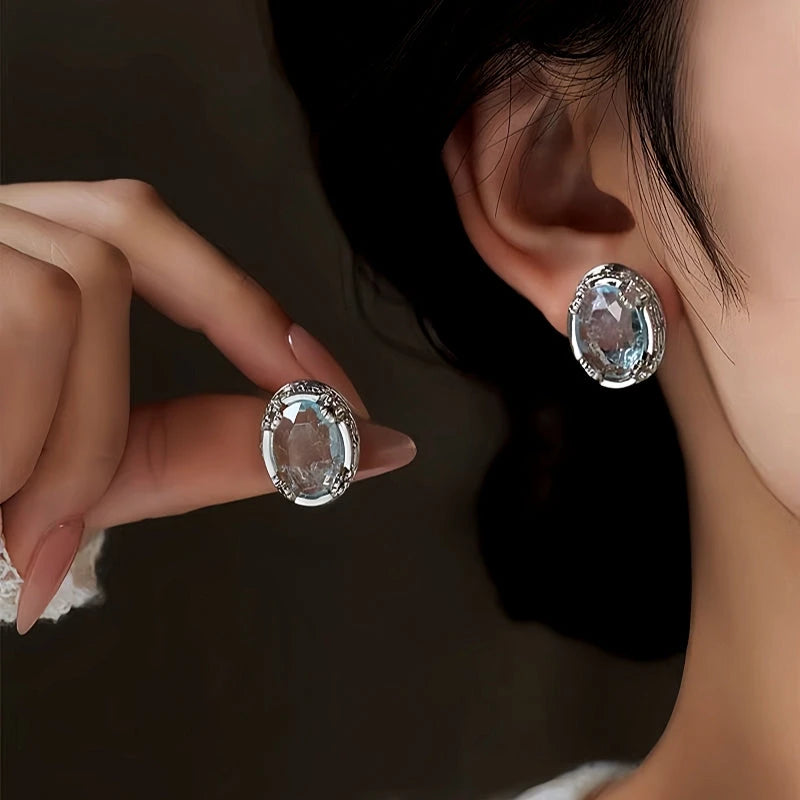 14K Gold-Plated Elegant Zircon Crystal Stud Earrings - elegant Crystal Stud Earrings