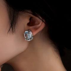 Close-up detail of the sparkling zircons and plating on the Crystal Stud Earrings