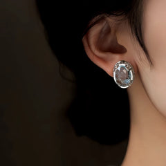Angled view of the 14K Gold-Plated Elegant Zircon Crystal Stud Earrings