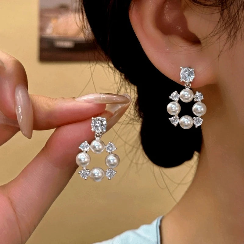 14K Gold-Plated Elegant Zircon Diamond Bead Earrings - elegant Bead Earrings