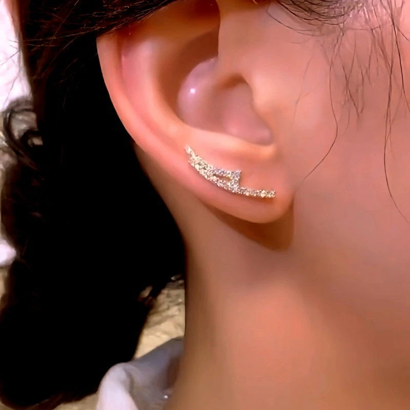 14K Gold-Plated Elegant Zircon Diamond Crawlers - elegant Zircon Crawler Earrings