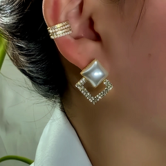 Close-up detail of the sparkling zircons and plating on the Crystal Stud Earrings